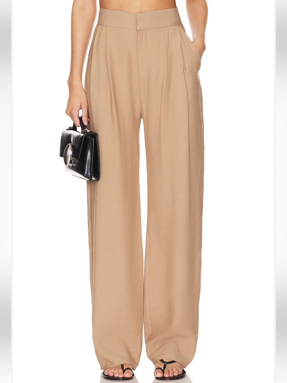 NONchalant Wide-Leg High-Rise Pants in Tan